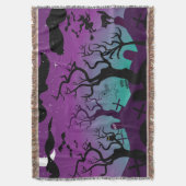 Graveyard zwart, paarse, turquoise Halloween Deken (Voorkant Verticaal)