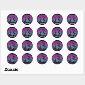 Graveyard zwart, paarse, turquoise Halloween Ronde Sticker (Vel)