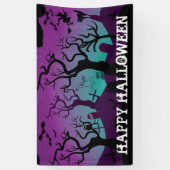 Graveyard zwart, paarse, turquoise Halloween Spandoek (Verticaal)