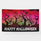 Graveyard zwart, rood, olijfgroen Halloween Spandoek (Horizontaal)