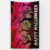 Graveyard zwart, rood, olijfgroen Halloween Spandoek (Verticaal)