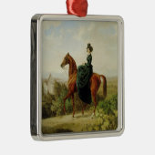 Gravin te Paard (Elegant bruin paard) Metalen Ornament (Rechts)