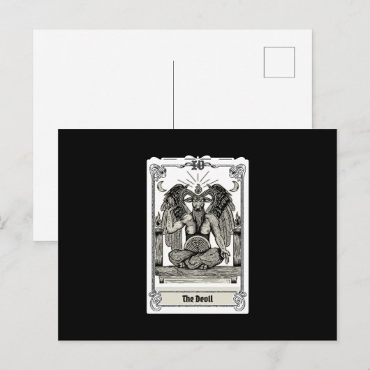 graving Tarot de duivel XV Briefkaart (Voorkant / Achterkant)
