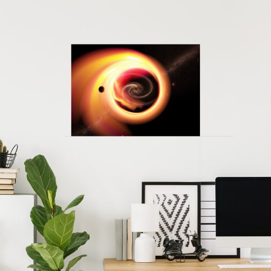 Gravitatielens - Zwarte Hole en Melkweg Poster (Thuiskantoor)