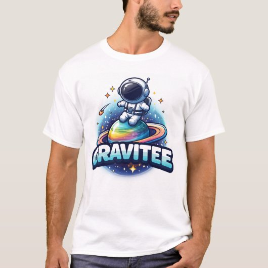 GRAVITEE Dabbing Astronaut Space Galaxy T-Shirt (Voorkant)