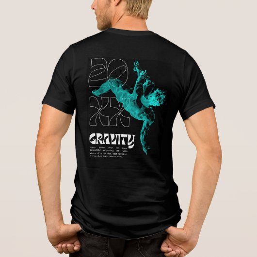 Gravity Dance 2025 - Dynamisch Aqua figuur Tri-Blend Shirt (Achterkant)