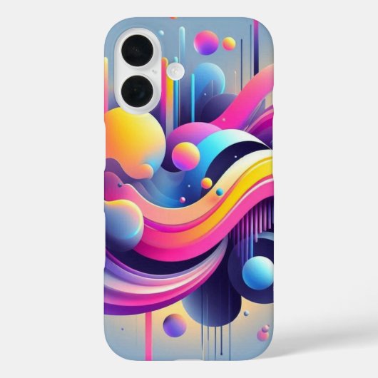 Gravity Flow: Neon Abstracte Kunst Hoesje voor Tel (Achterkant)