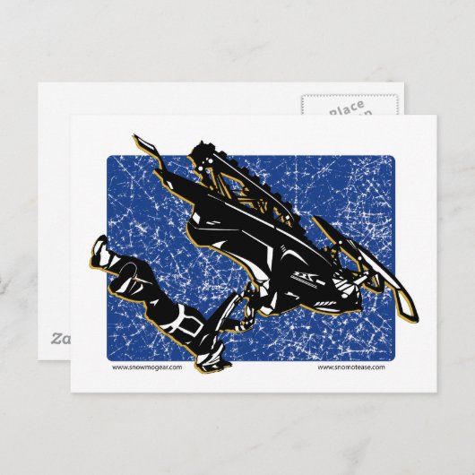 GRAVITY-SLED-in blauw Briefkaart (Voorkant / Achterkant)