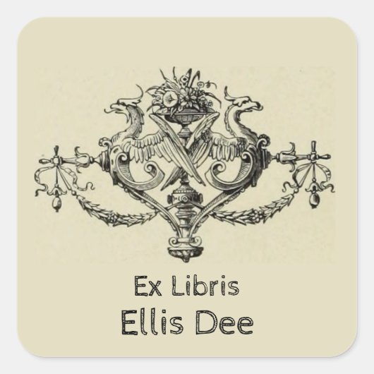 Gravure Expositie Universelle Boekplaat 1900 Vierkante Sticker (Voorkant)