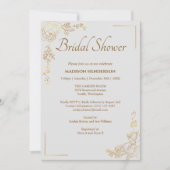 Gravure Golden Floral Bruiloft Vrijgezellenfeest Kaart (Voorkant)