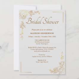 Gravure Golden Floral Bruiloft Vrijgezellenfeest Kaart