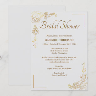 Gravure Golden Floral Bruiloft Vrijgezellenfeest Kaart