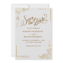 Gravure Gouden Bloemen Bruiloft Save The Date