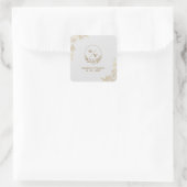 Gravure Gouden Bloemen Bruiloft Vierkante Sticker (Tas)
