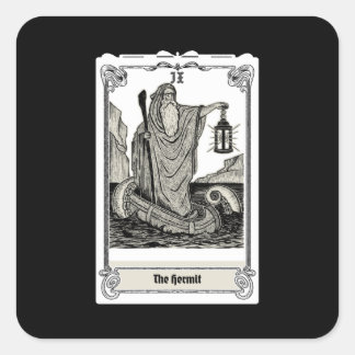 Gravure tarot De kluizenaar IX Vierkante Sticker