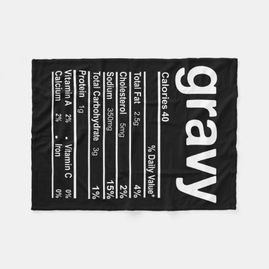Gravy Nutrition Facts Funny Thanksgiving Christmas Fleece Deken (Voorkant (Horizontaal))