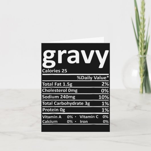 Gravy Nutrition Facts Funny Thanksgiving Christmas Kaart (Voorkant)