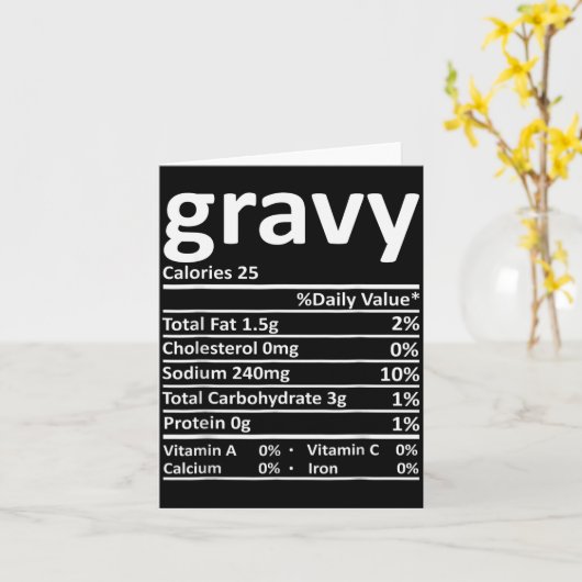 Gravy Nutrition Facts Funny Thanksgiving Christmas Kaart (Gele Bloem)