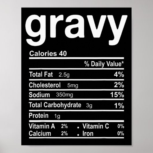 Gravy Nutrition Facts Funny Thanksgiving Christmas Poster (Voorkant)