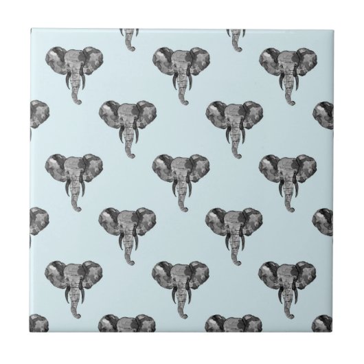 Gray African Elephant Pattern Tegeltje (Voorkant)