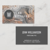 Gray agate geode modern kristal visitekaartje roos (Voorkant / Achterkant)