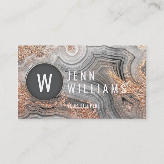 Gray agate geode modern kristal visitekaartje roos (Voorkant)