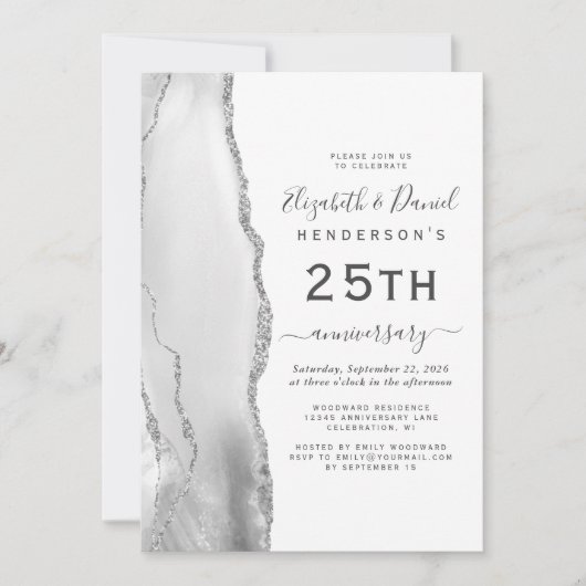 Gray Agate Silver 25th Anniversary Kaart (Voorkant)