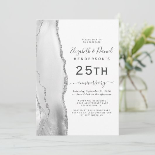 Gray Agate Silver 25th Anniversary Kaart (Staand voorkant)