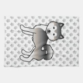 Gray Alaskan Malamute Cute Dog Theedoek (Horizontaal)