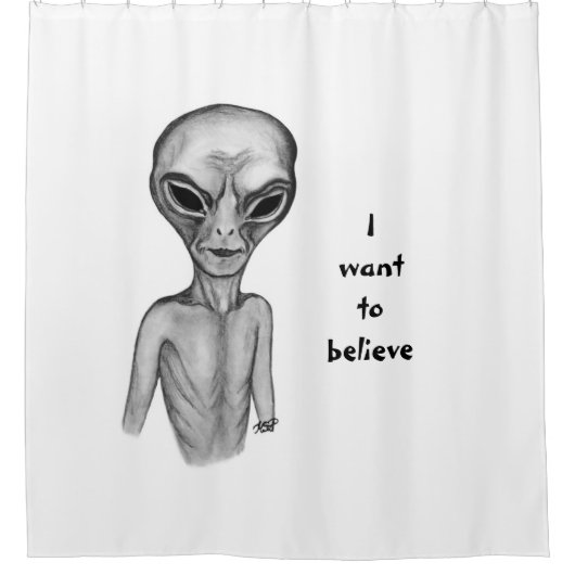 Gray Alien, ik wil geloven Douchegordijn (Voorkant)