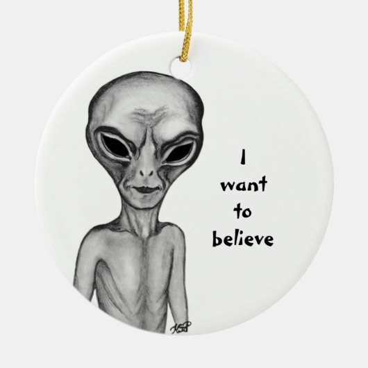 Gray Alien, ik wil geloven Keramisch Ornament (Voorkant)