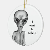 Gray Alien, ik wil geloven Keramisch Ornament (Links)