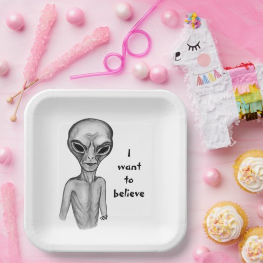 Gray Alien, ik wil geloven Papieren Bordje (Feest)