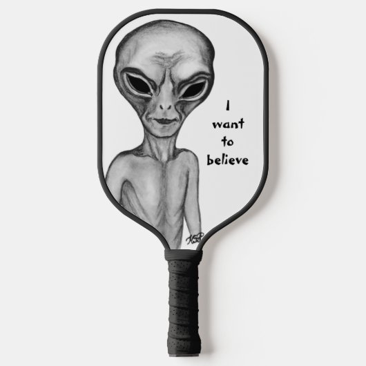 Gray Alien, ik wil geloven Pickleball Paddle (Voorkant)