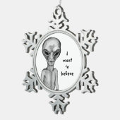 Gray Alien, ik wil geloven Tin Sneeuwvlok Ornament (Rechts)