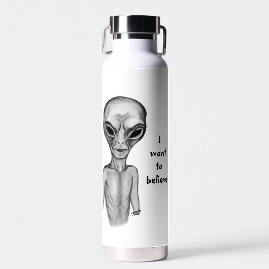 Gray Alien, ik wil geloven Waterfles (Voorkant)