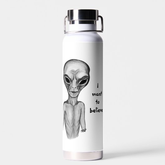 Gray Alien, ik wil geloven Waterfles (Achterkant)