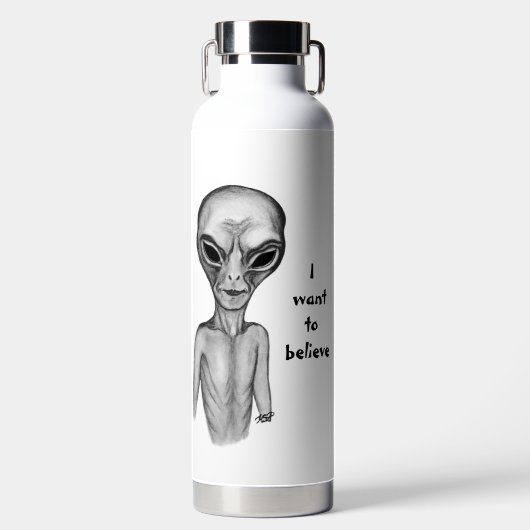 Gray Alien, ik wil geloven Waterfles (Voorkant)