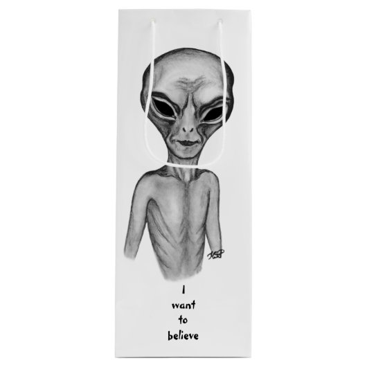 Gray Alien, ik wil geloven Wijn Cadeautas (Voorkant)
