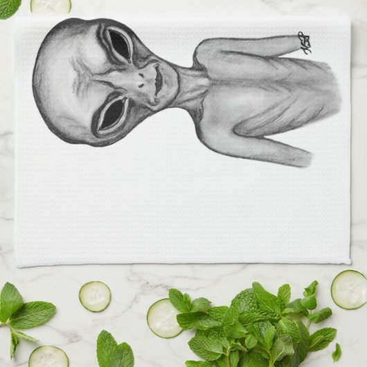 Gray Alien , ik wil Kitchen Towel geloven Theedoek (Gevouwen)
