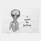 Gray Alien , ik wil Kitchen Towel geloven Theedoek (Horizontaal)