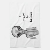 Gray Alien , ik wil Kitchen Towel geloven Theedoek (Verticaal)