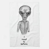 Gray Alien , ik wil Kitchen Towel geloven Theedoek (Verticaal)