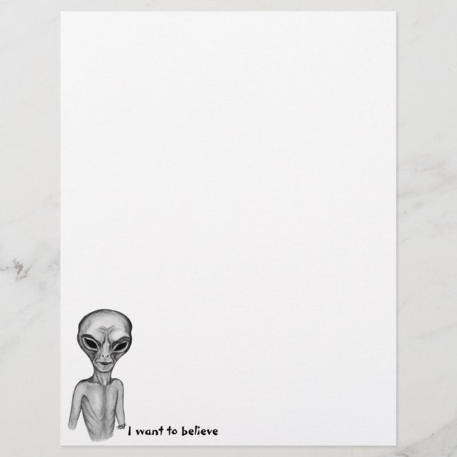 Gray Alien, ik wil Letterhead geloven Briefhoofd (Voorkant)
