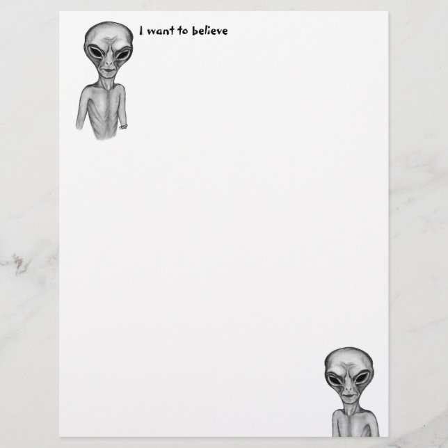 Gray Alien, ik wil Letterhead geloven Briefhoofd (Voorkant)