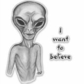 Gray Alien , ik wil Sticker geloven (Voorkant)