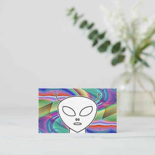 Gray Alien Line Drawing Visitekaartje (Staand voorkant)