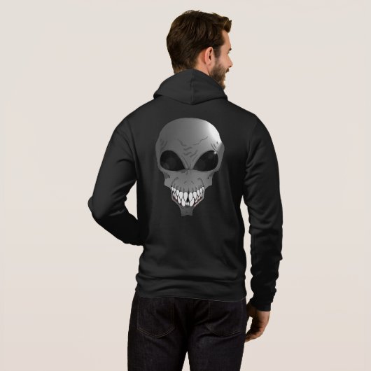 Gray alien Mannen Bella+Canvas Full-Zip Hoodie (Achterkant volledig)