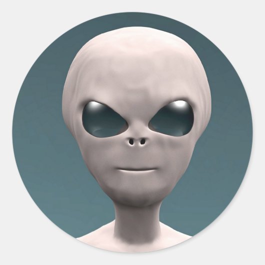 Gray Alien Ronde Sticker (Voorkant)