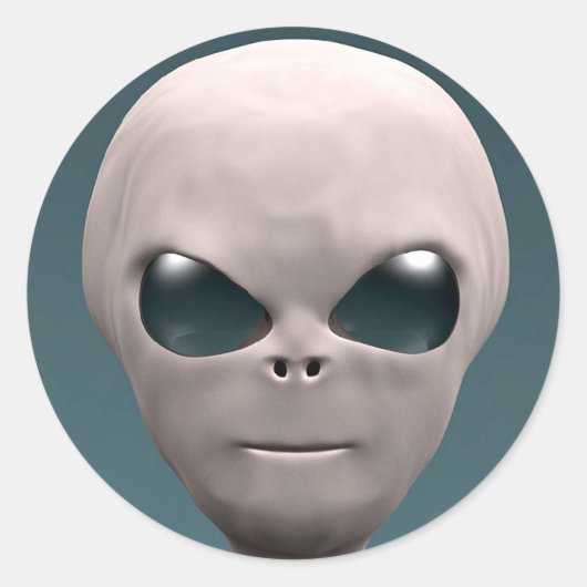 Gray Alien Ronde Sticker (Voorkant)